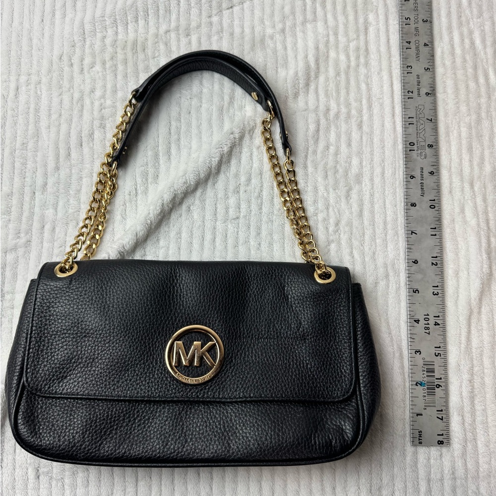 Michael Kors Black Shoulder Bag with Gold Accents